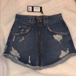 NWT Carmar distressed denim zip skirt